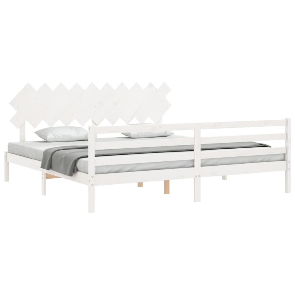 Cadre de lit sans matelas blanc 200x200 cm bois massif - XIOS