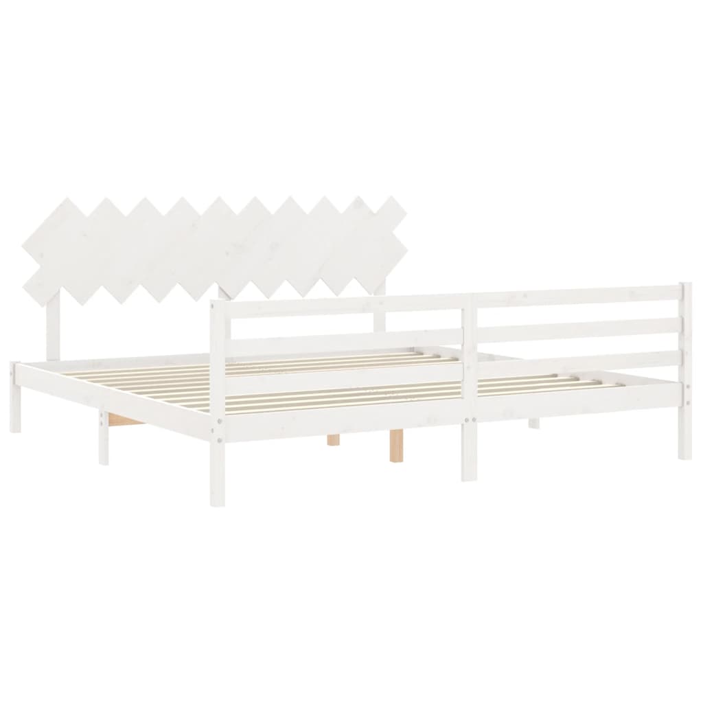 Cadre de lit sans matelas blanc 200x200 cm bois massif - XIOS