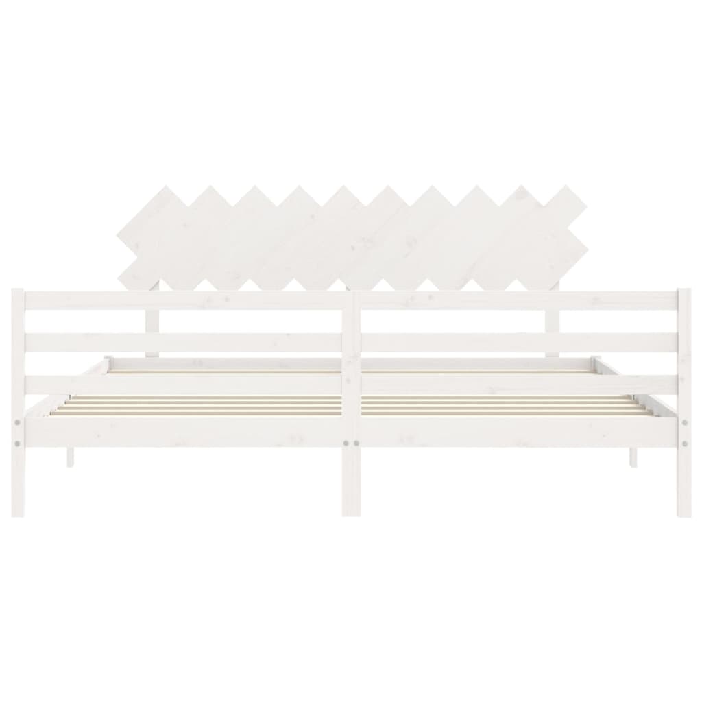 Cadre de lit sans matelas blanc 200x200 cm bois massif - XIOS
