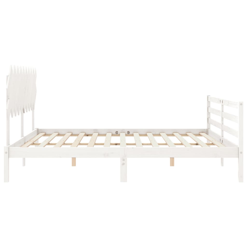 Cadre de lit sans matelas blanc 200x200 cm bois massif - XIOS