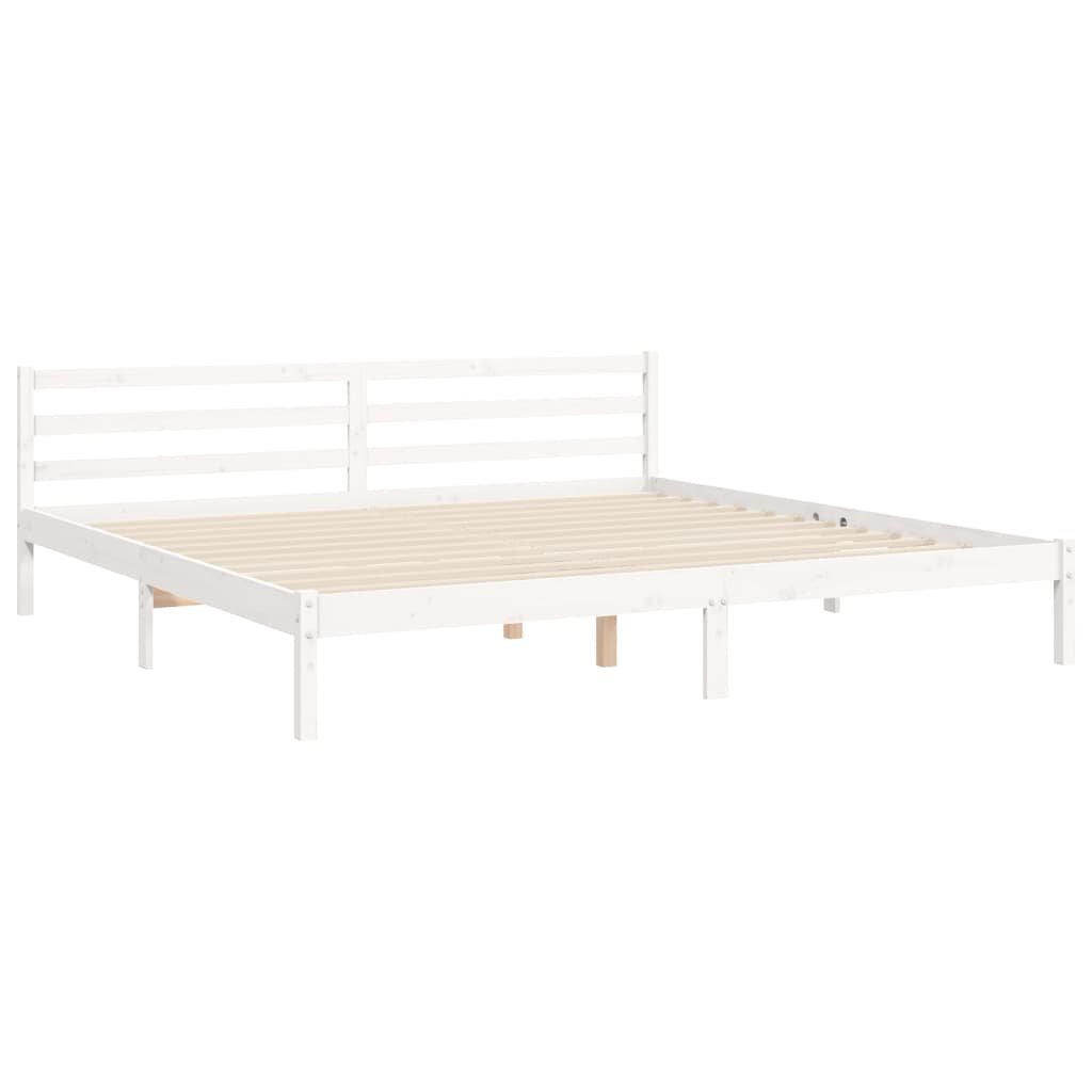 Cadre de lit sans matelas blanc 200x200 cm bois massif - XIOS