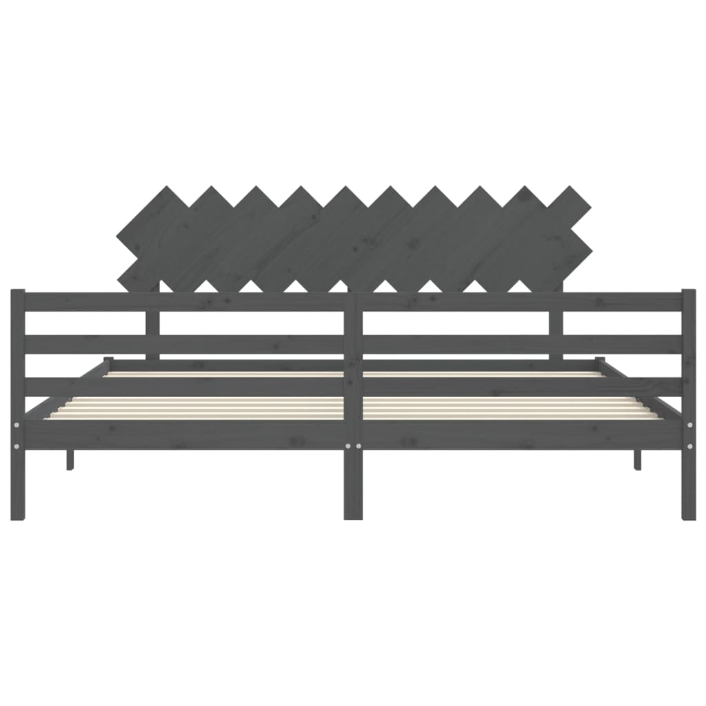Cadre de lit sans matelas gris 200x200 cm bois massif - XIOS