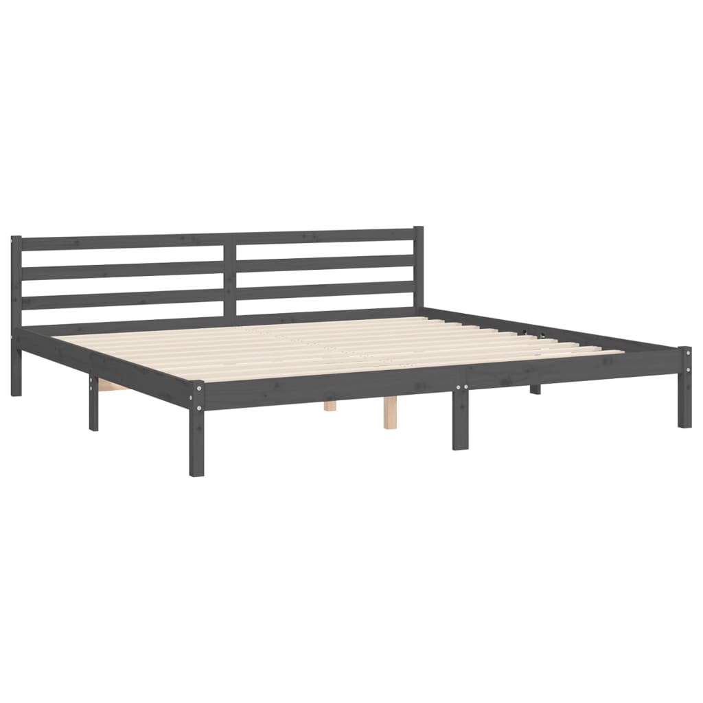 Cadre de lit sans matelas gris 200x200 cm bois massif - XIOS