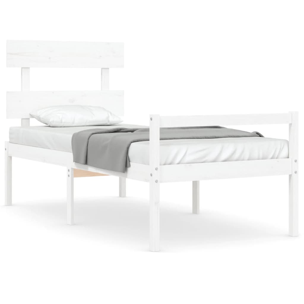 Lit pour personne âgée sans matelas blanc bois massif - XIOS