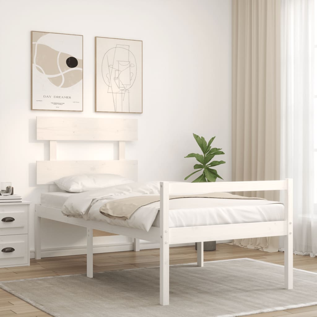Lit pour personne âgée sans matelas blanc bois massif - XIOS