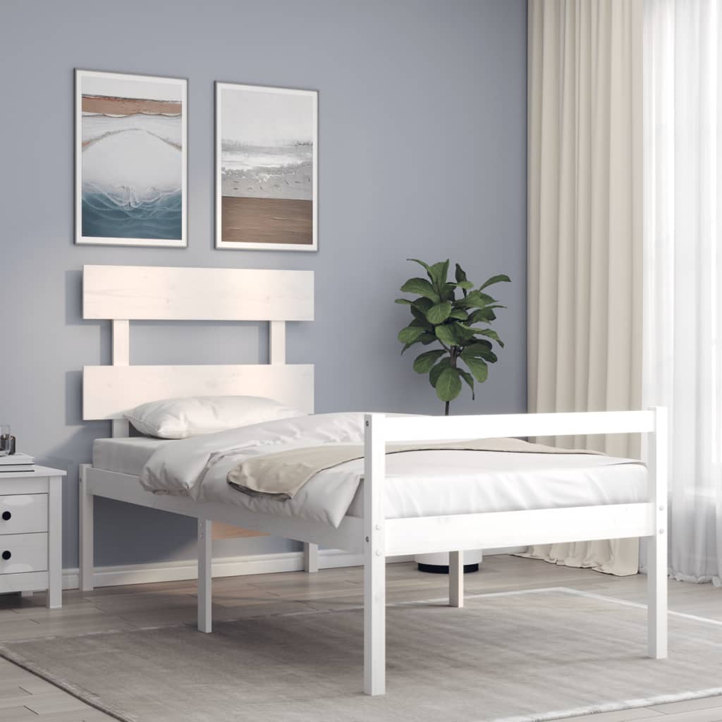 Lit pour personne âgée sans matelas blanc bois massif - XIOS