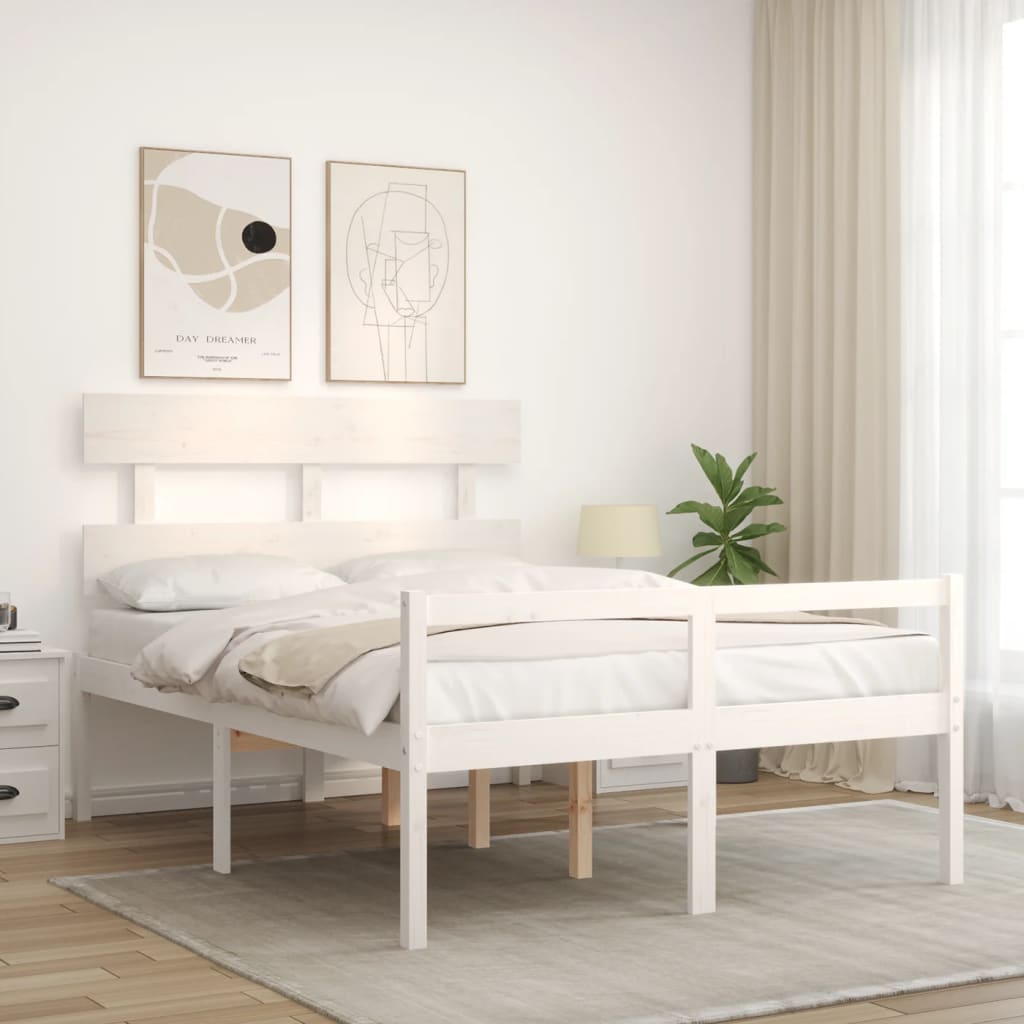 Lit pour personne âgée sans matelas blanc bois massif - XIOS