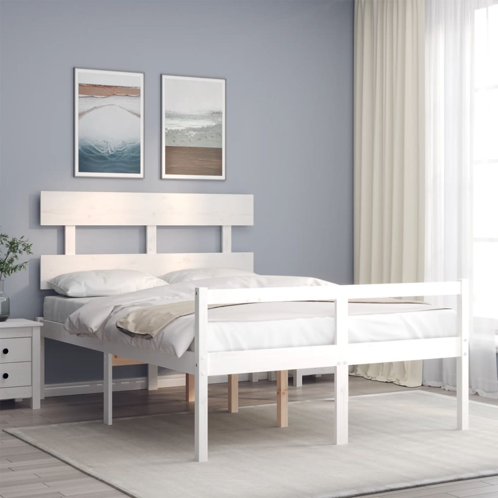 Lit pour personne âgée sans matelas blanc bois massif - XIOS