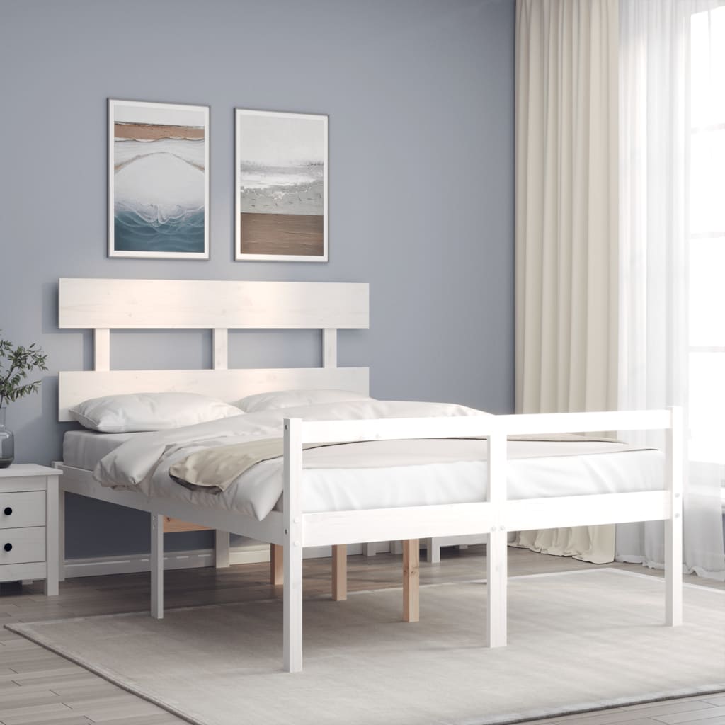 Lit pour personne âgée sans matelas blanc 120x200cm bois massif - XIOS