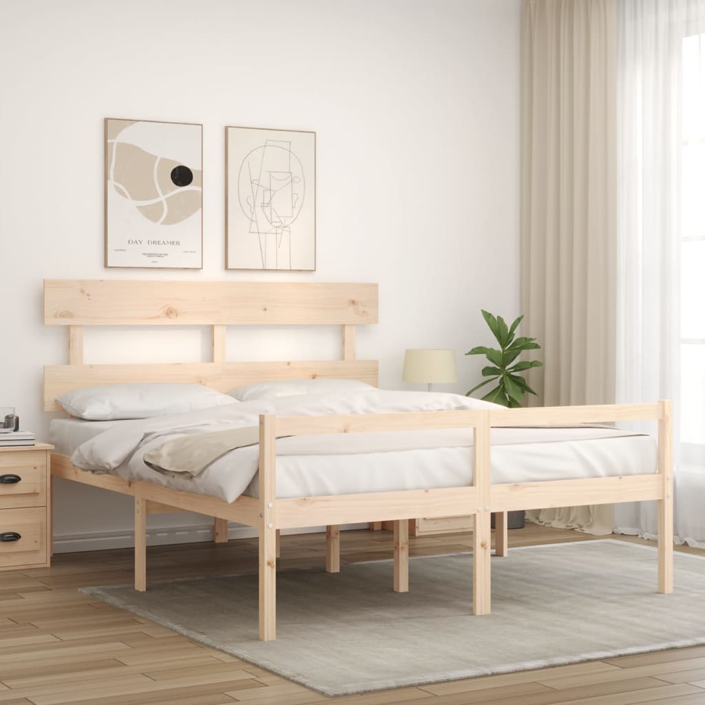 Lit pour personne âgée sans matelas 160x200 cm bois massif