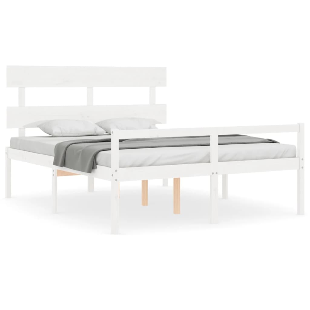 Lit pour personne âgée sans matelas blanc 160x200cm bois massif - XIOS
