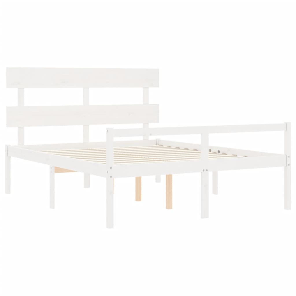 Lit pour personne âgée sans matelas blanc 160x200cm bois massif - XIOS