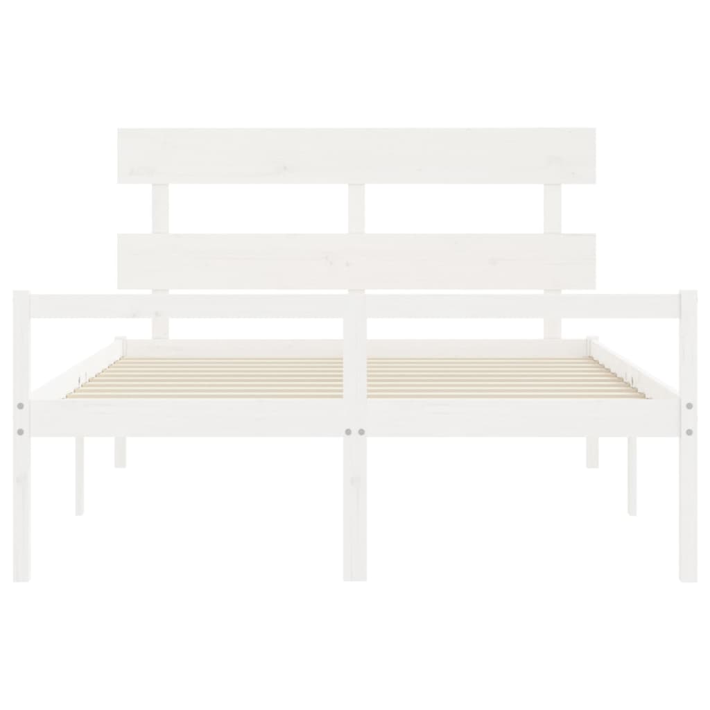 Lit pour personne âgée sans matelas blanc 160x200cm bois massif - XIOS