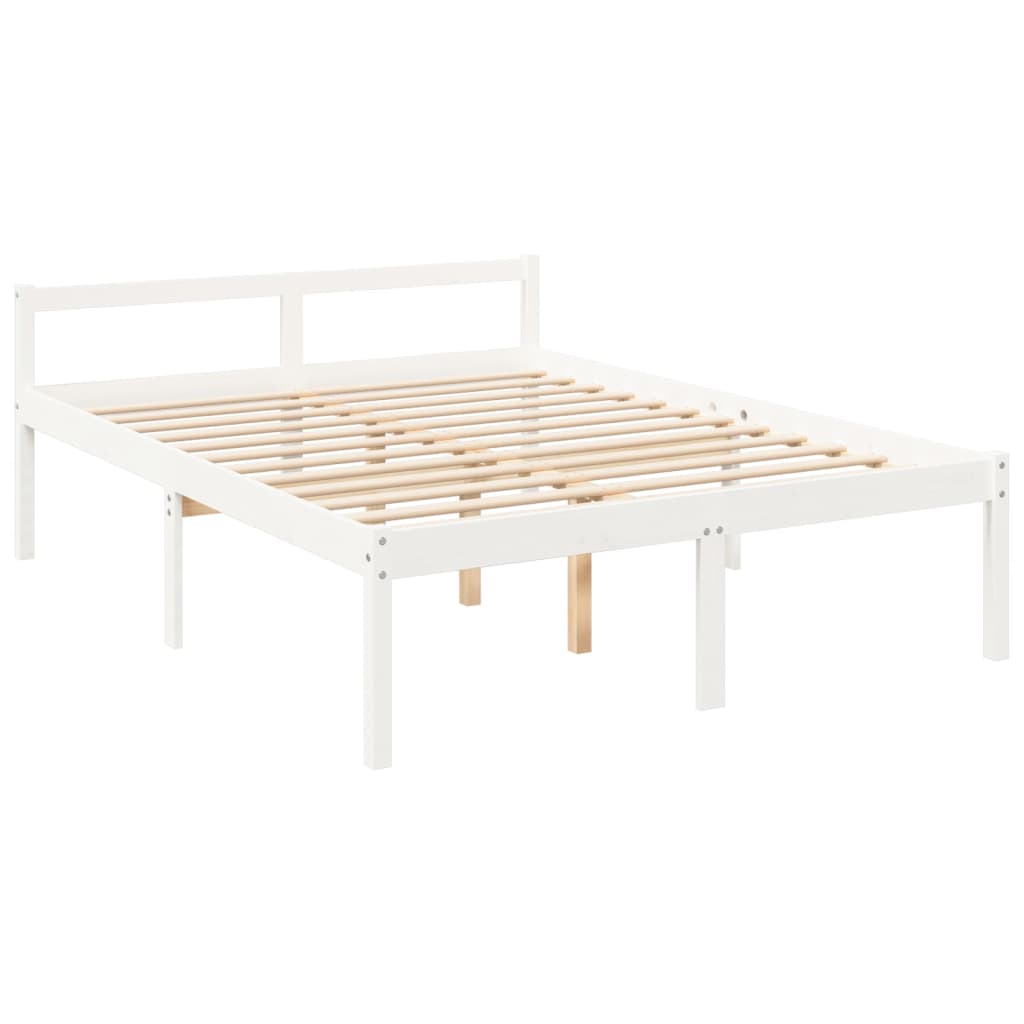 Lit pour personne âgée sans matelas blanc 160x200cm bois massif - XIOS