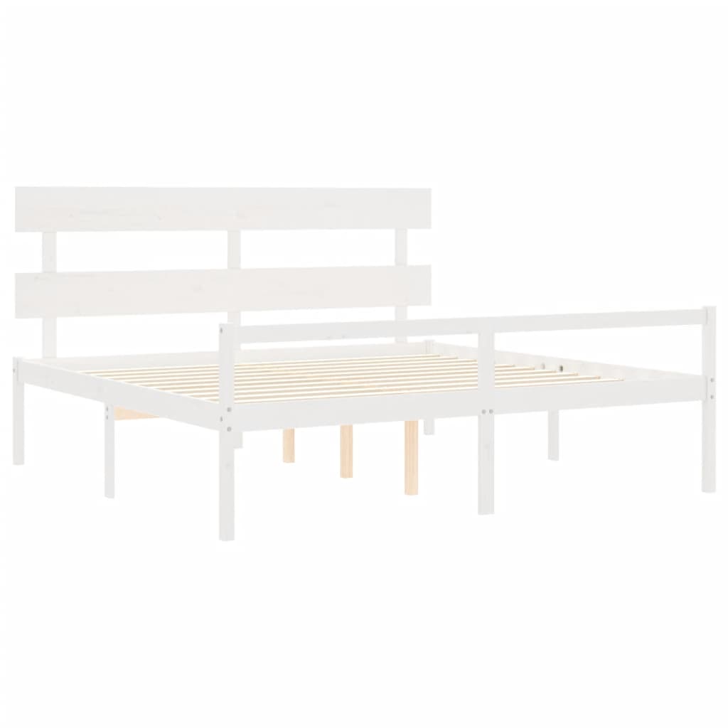 Lit pour personne âgée sans matelas blanc bois massif - XIOS