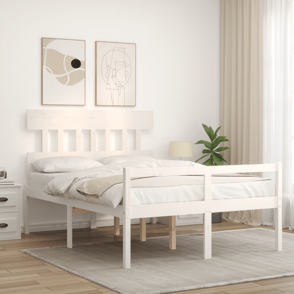 Lit pour personne âgée sans matelas blanc 140x200cm bois massif - XIOS