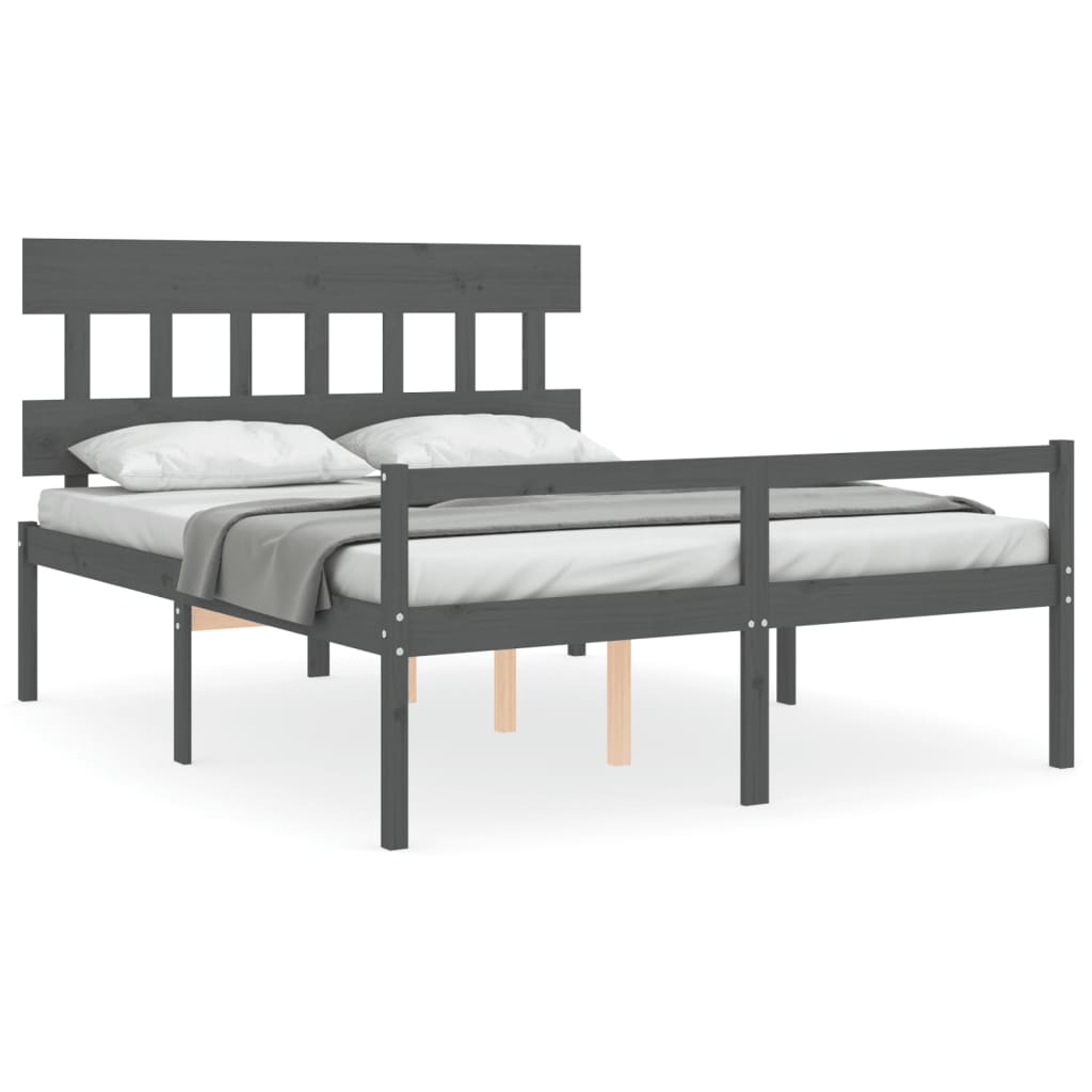 Lit pour personne âgée sans matelas gris bois massif - XIOS