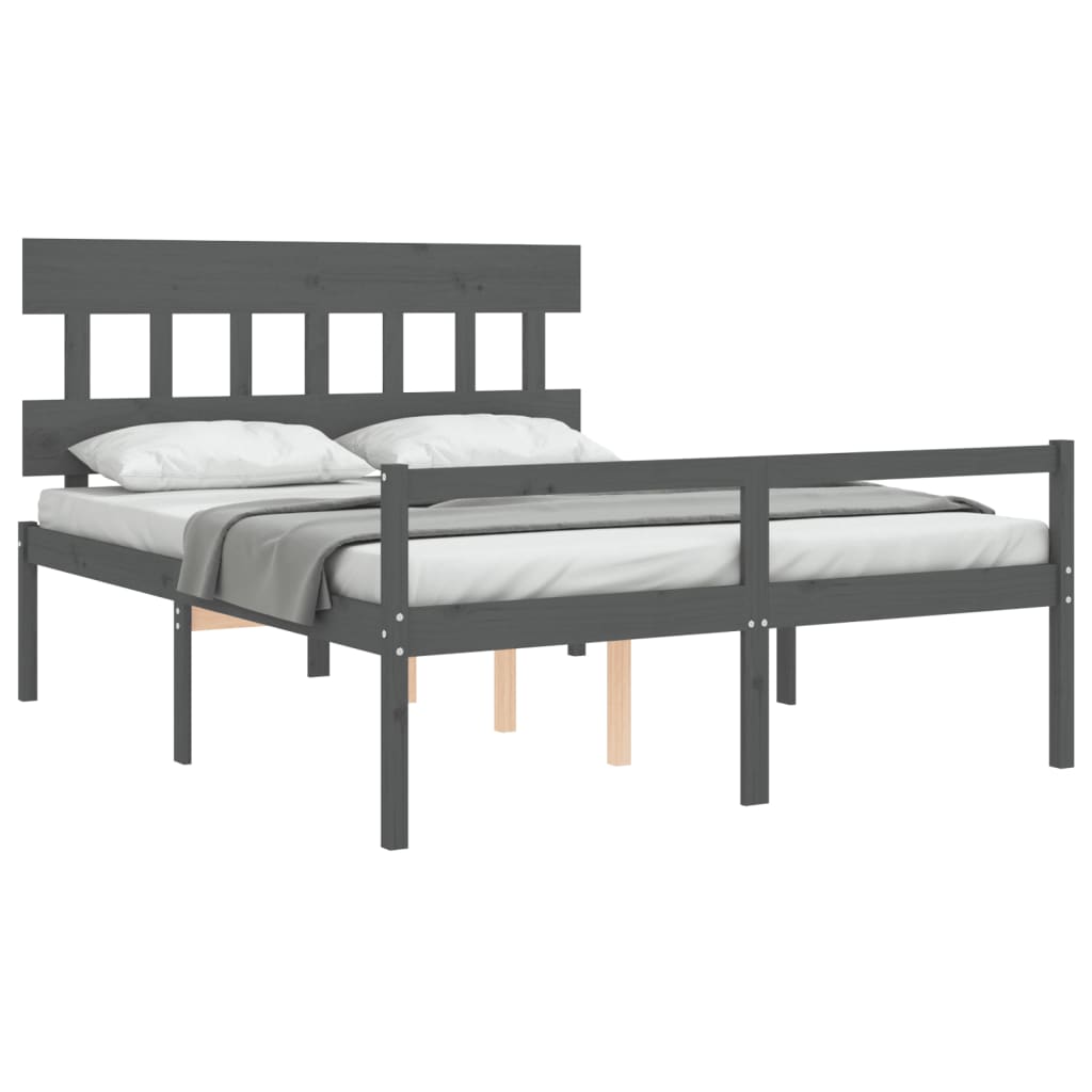Lit pour personne âgée sans matelas gris bois massif - XIOS