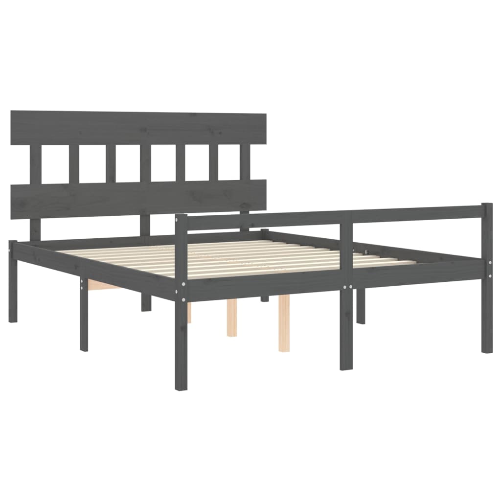 Lit pour personne âgée sans matelas gris bois massif - XIOS