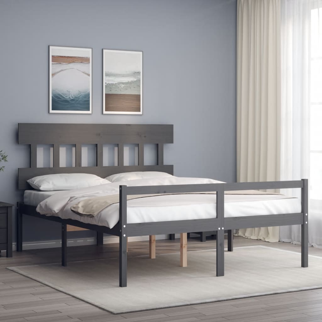 Lit pour personne âgée sans matelas gris bois massif - XIOS