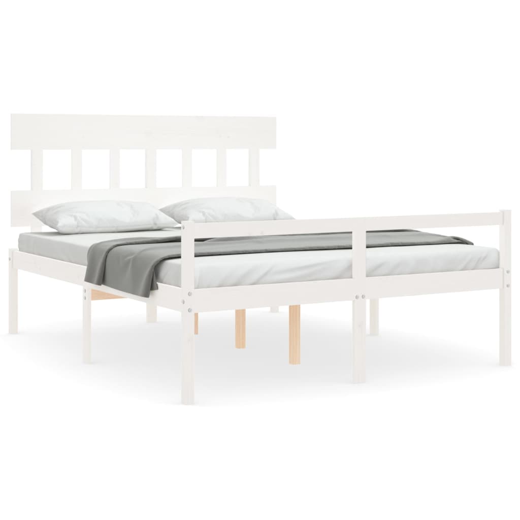 Lit pour personne âgée sans matelas blanc 160x200cm bois massif - XIOS