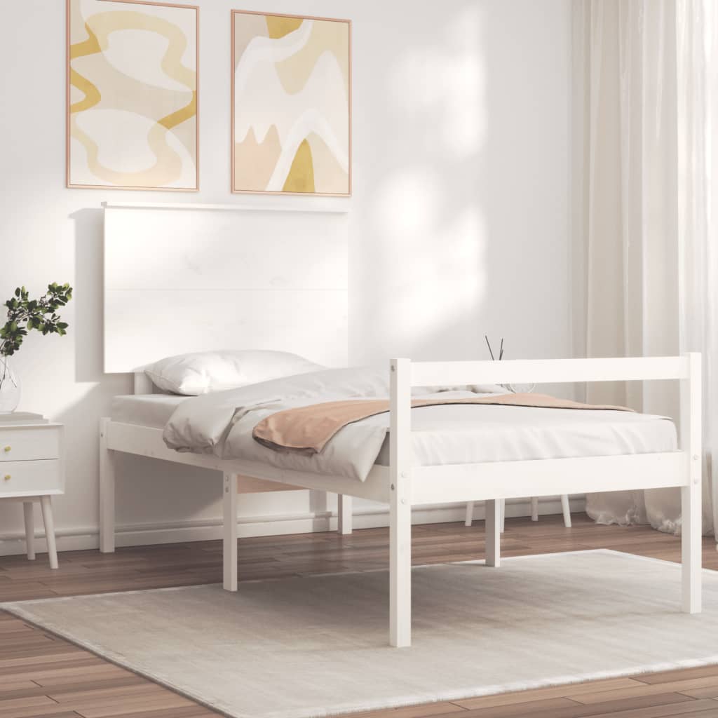 Lit pour personne âgée sans matelas blanc bois massif - XIOS