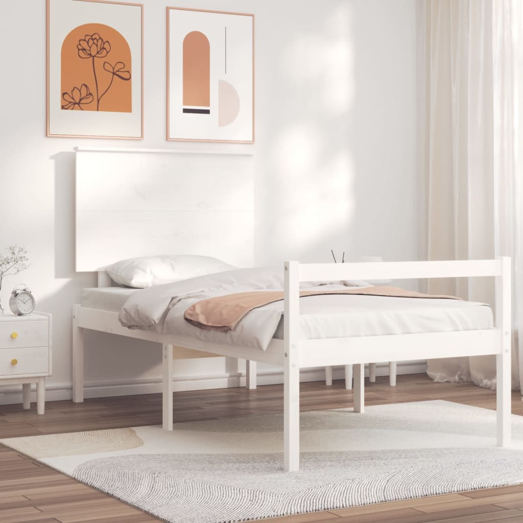 Lit pour personne âgée sans matelas blanc bois massif - XIOS