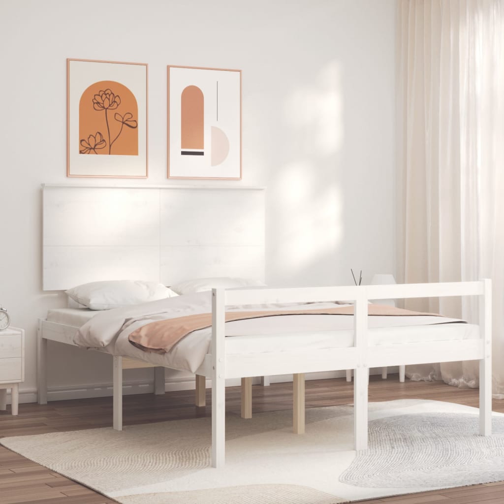 Lit pour personne âgée sans matelas blanc 120x200cm bois massif - XIOS