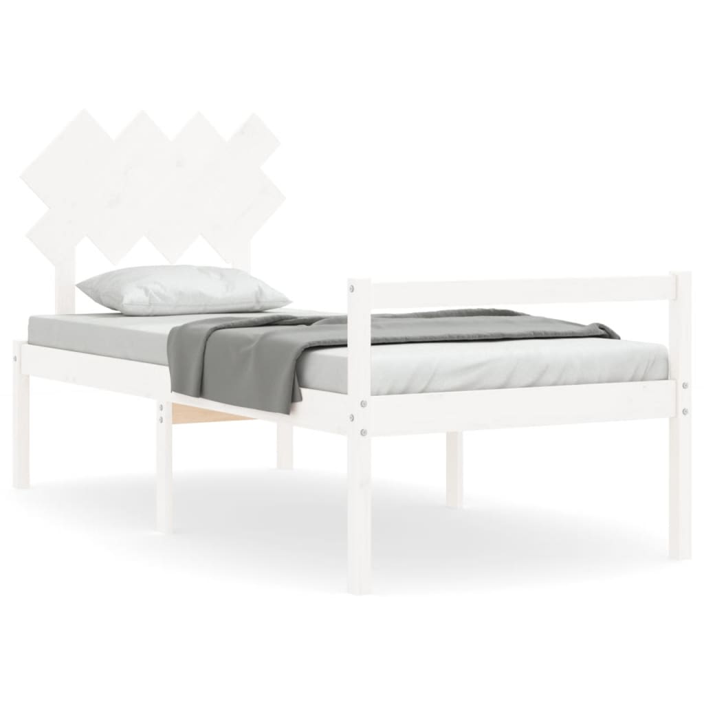 Lit pour personne âgée sans matelas blanc bois massif - XIOS