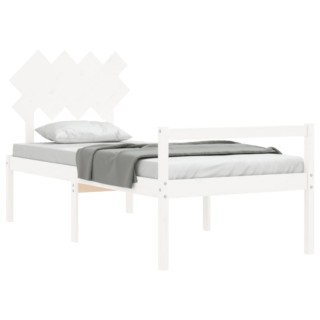 Lit pour personne âgée sans matelas blanc bois massif - XIOS