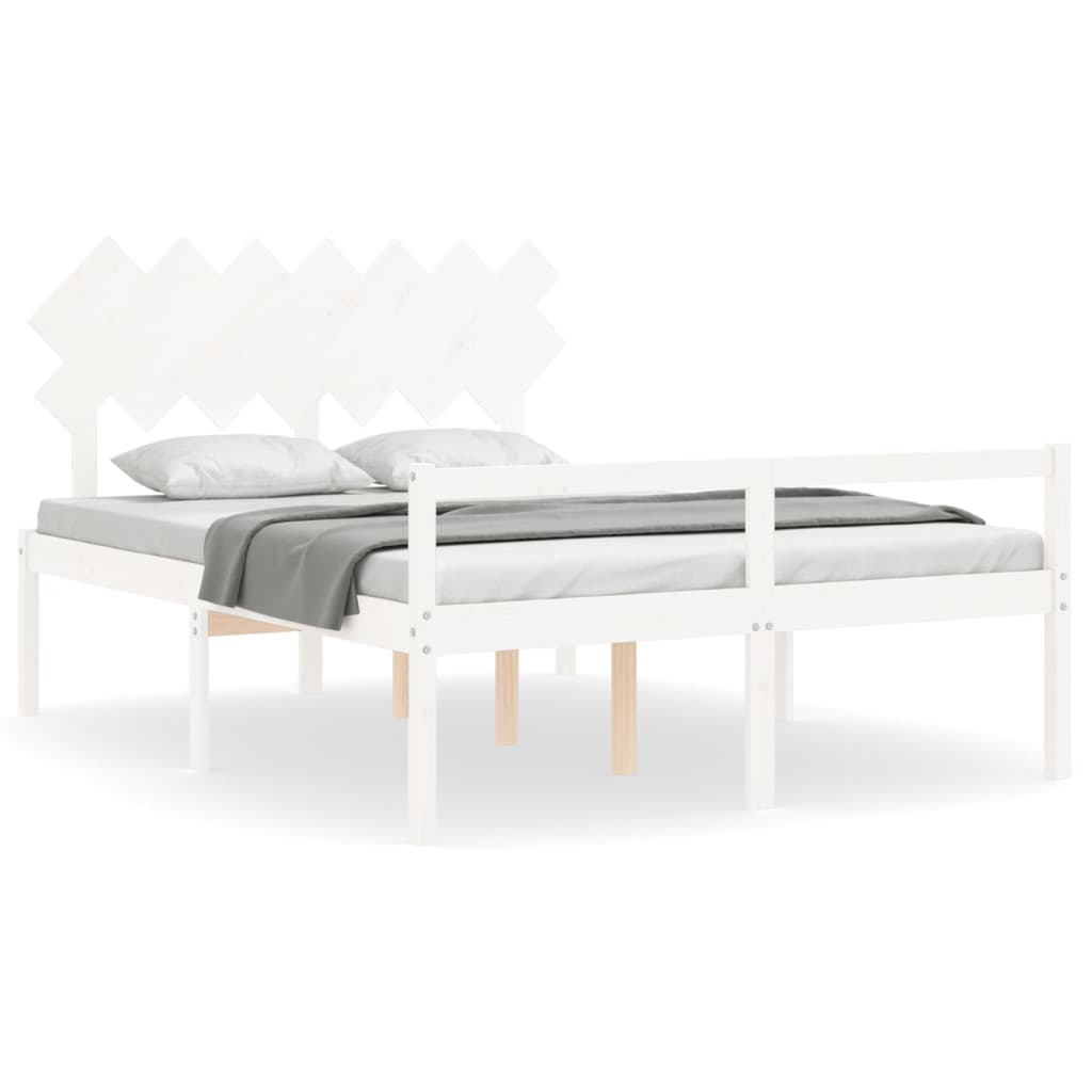 Lit pour personne âgée sans matelas blanc 140x190cm bois massif - XIOS