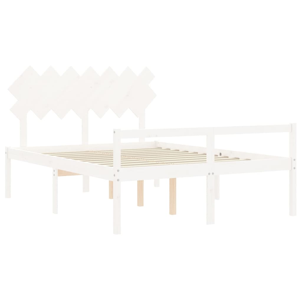 Lit pour personne âgée sans matelas blanc 140x190cm bois massif - XIOS