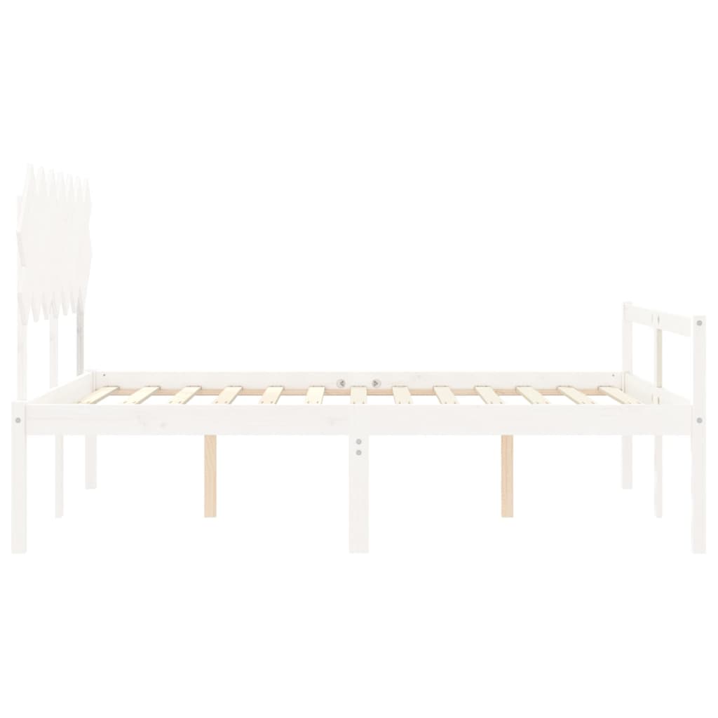 Lit pour personne âgée sans matelas blanc 140x190cm bois massif - XIOS