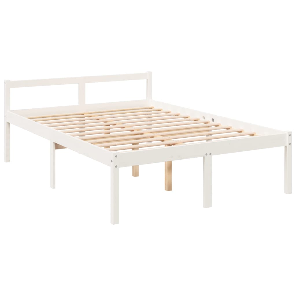 Lit pour personne âgée sans matelas blanc 140x190cm bois massif - XIOS