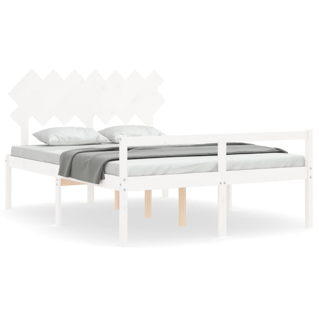 Lit pour personne âgée sans matelas blanc 140x200cm bois massif - XIOS