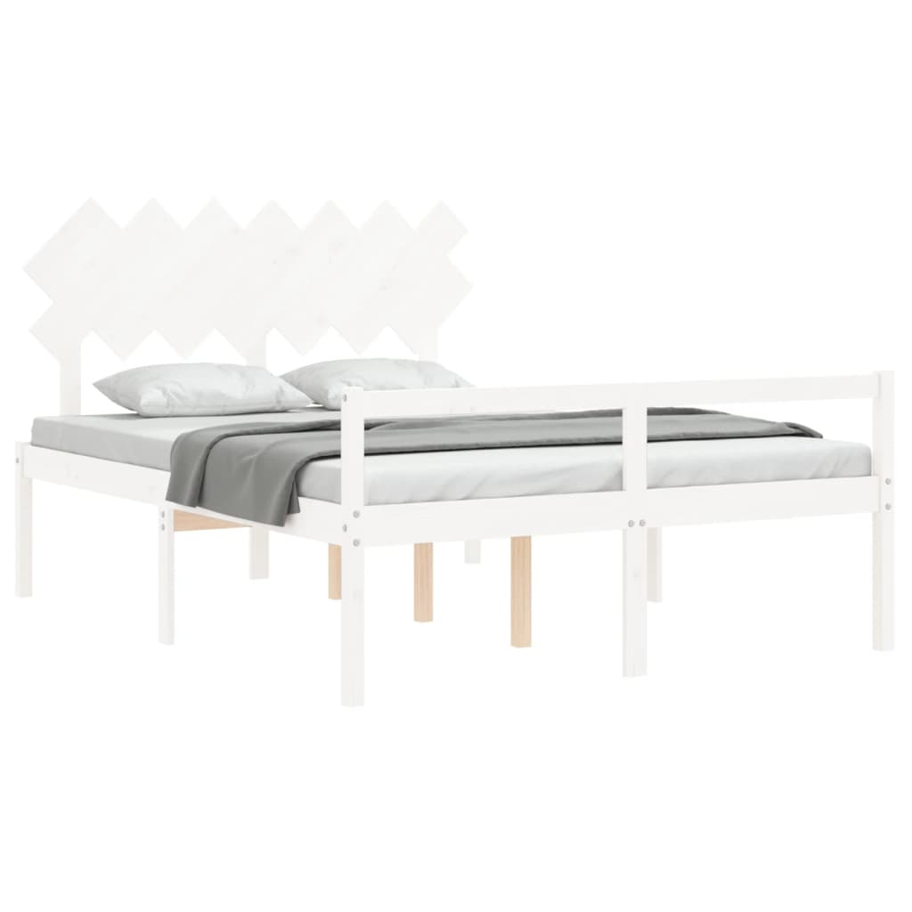 Lit pour personne âgée sans matelas blanc 140x200cm bois massif - XIOS