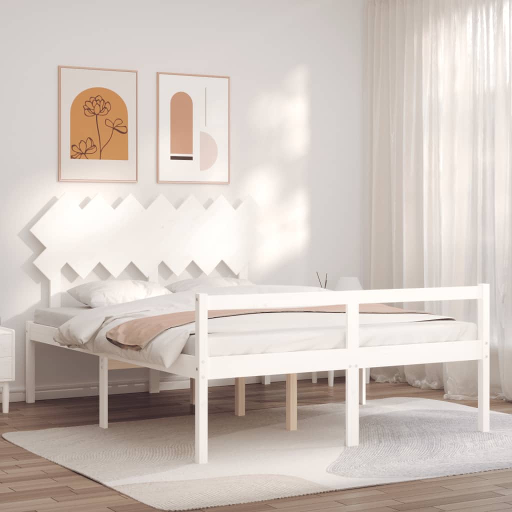 Lit pour personne âgée sans matelas blanc 140x200cm bois massif - XIOS