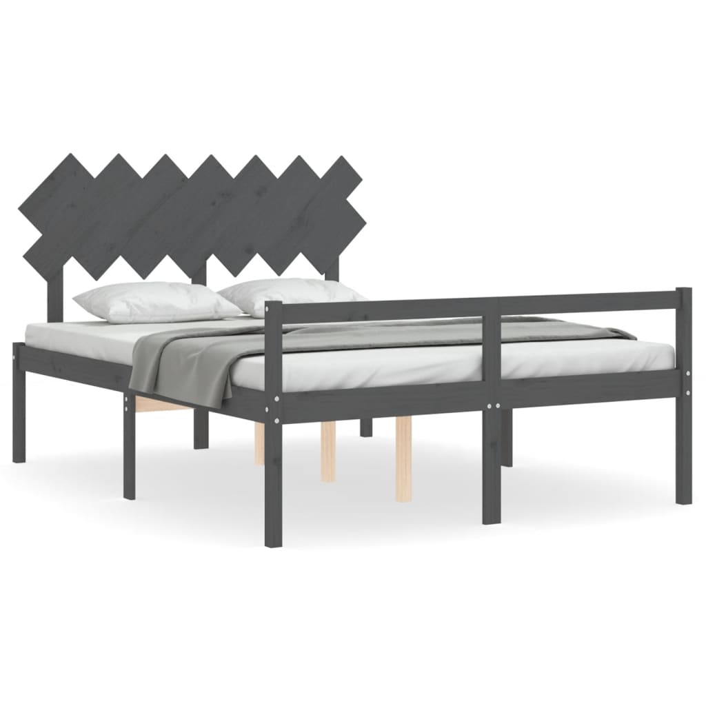 Lit pour personne âgée sans matelas gris bois massif - XIOS