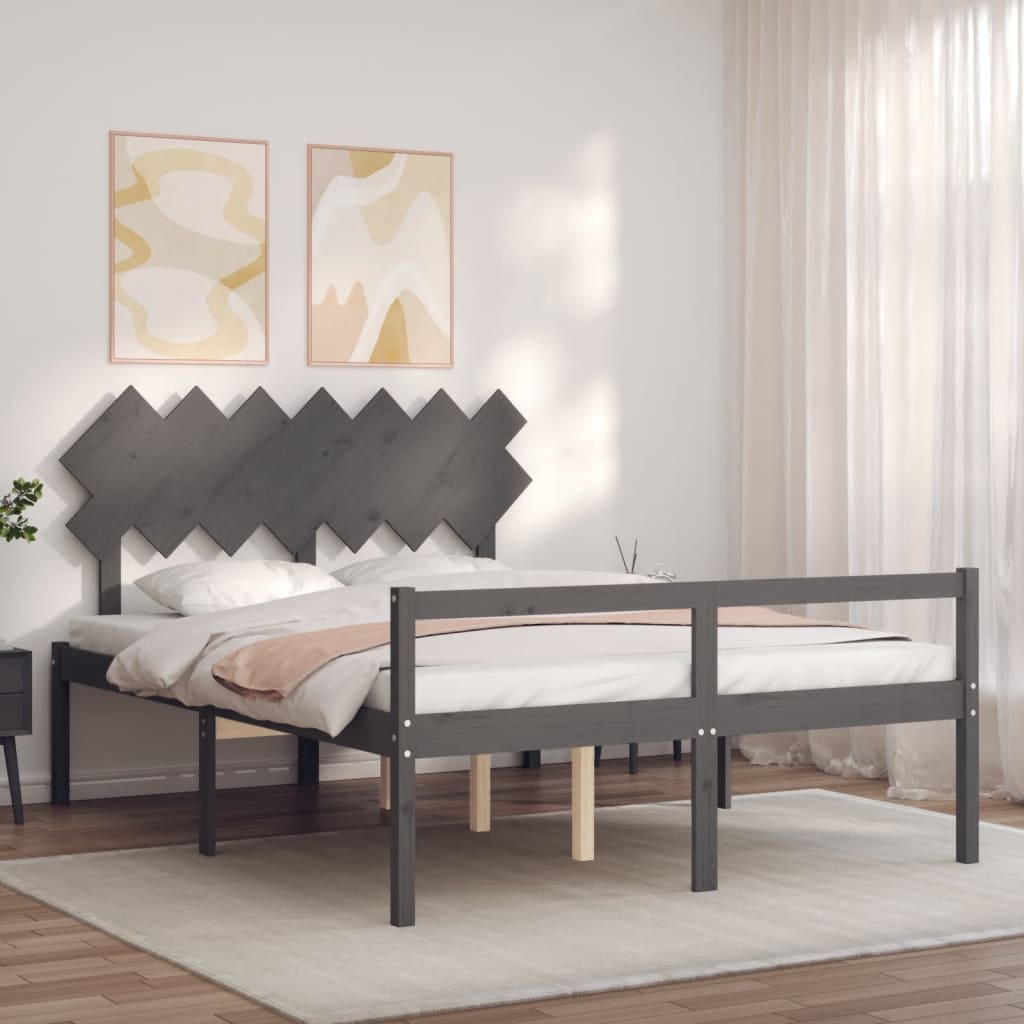 Lit pour personne âgée sans matelas gris bois massif - XIOS