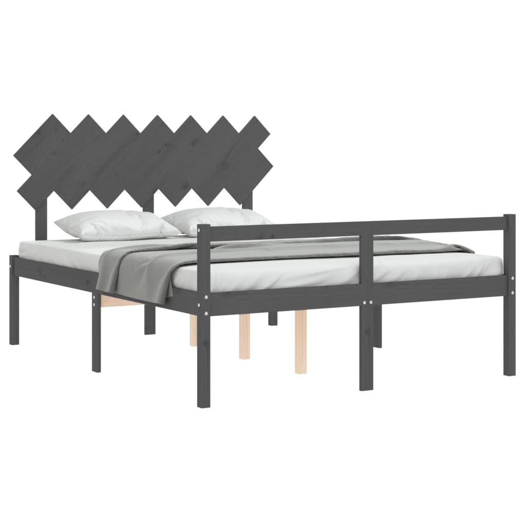 Lit pour personne âgée sans matelas gris bois massif - XIOS