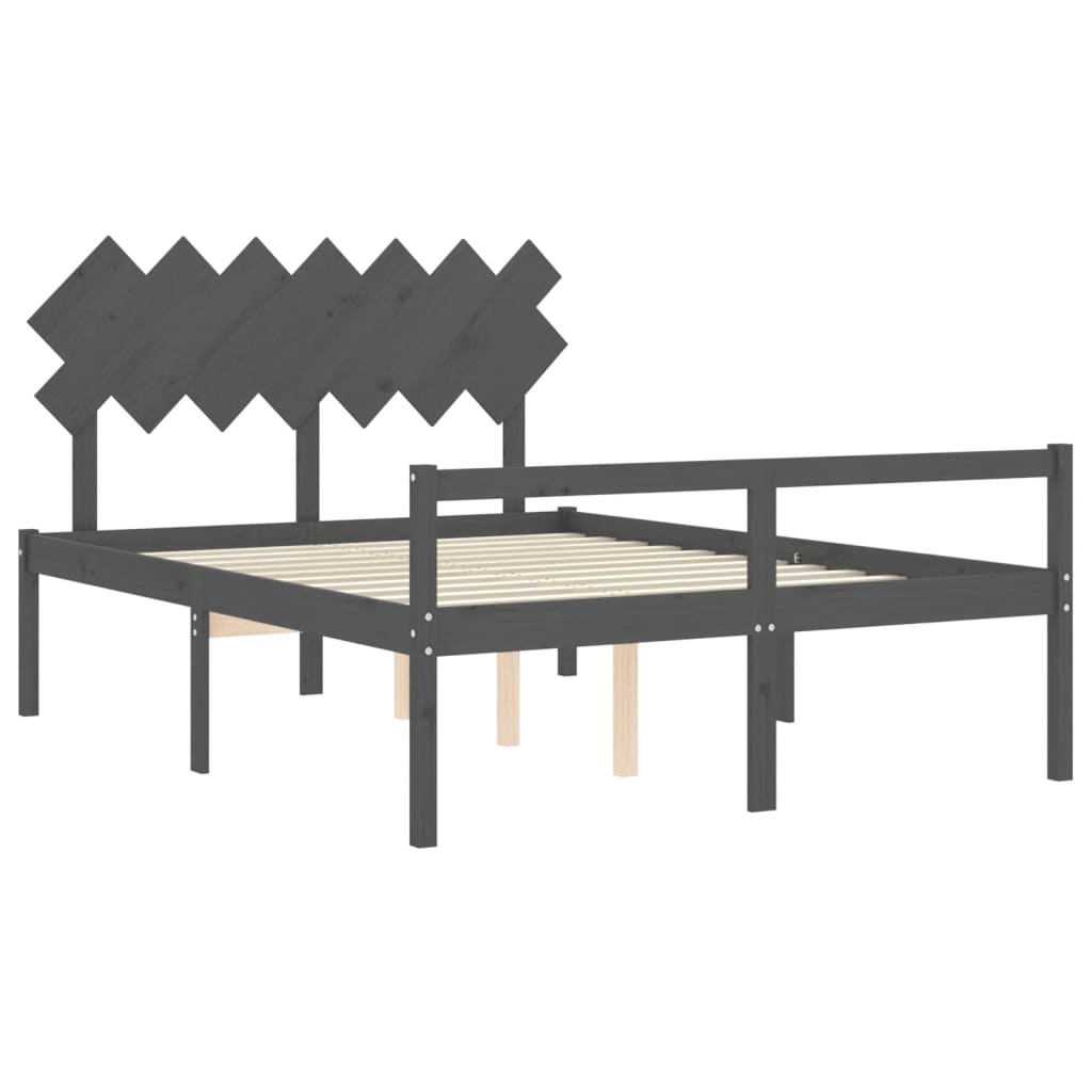 Lit pour personne âgée sans matelas gris bois massif - XIOS