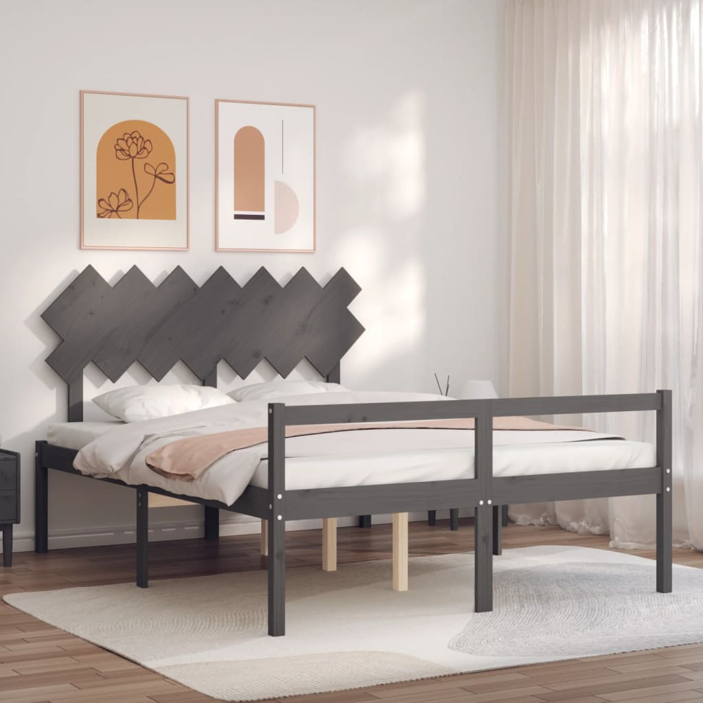 Lit pour personne âgée sans matelas gris bois massif - XIOS