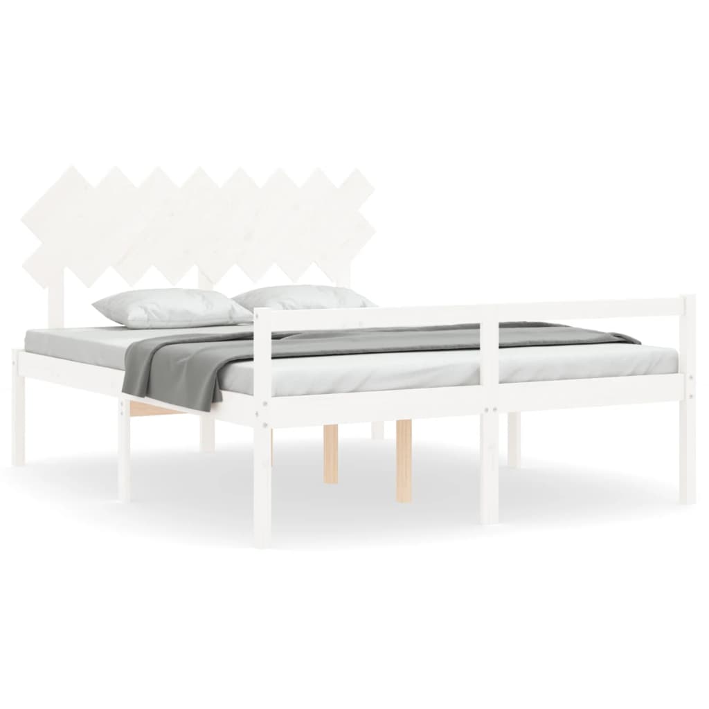 Lit pour personne âgée sans matelas blanc 160x200cm bois massif - XIOS