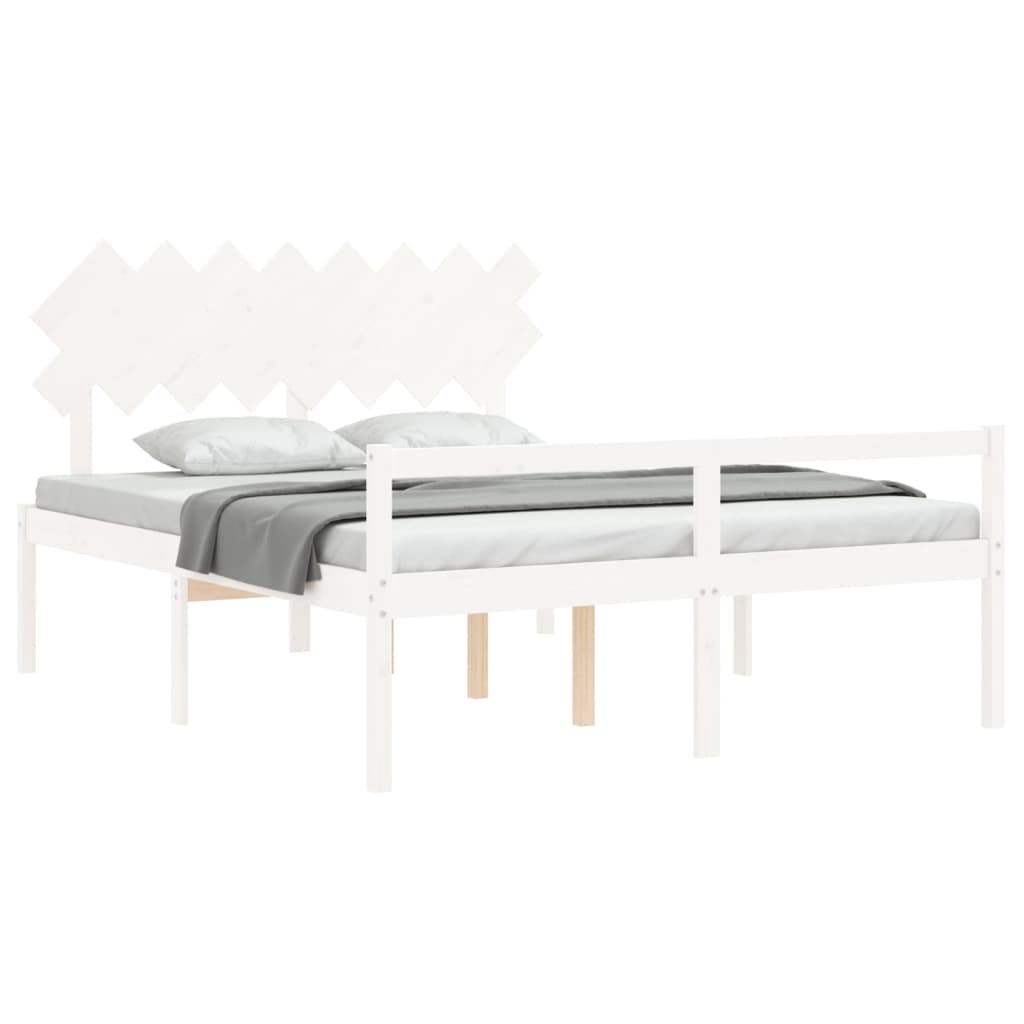 Lit pour personne âgée sans matelas blanc 160x200cm bois massif - XIOS