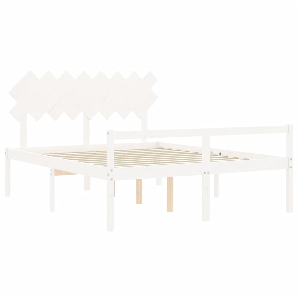 Lit pour personne âgée sans matelas blanc 160x200cm bois massif - XIOS