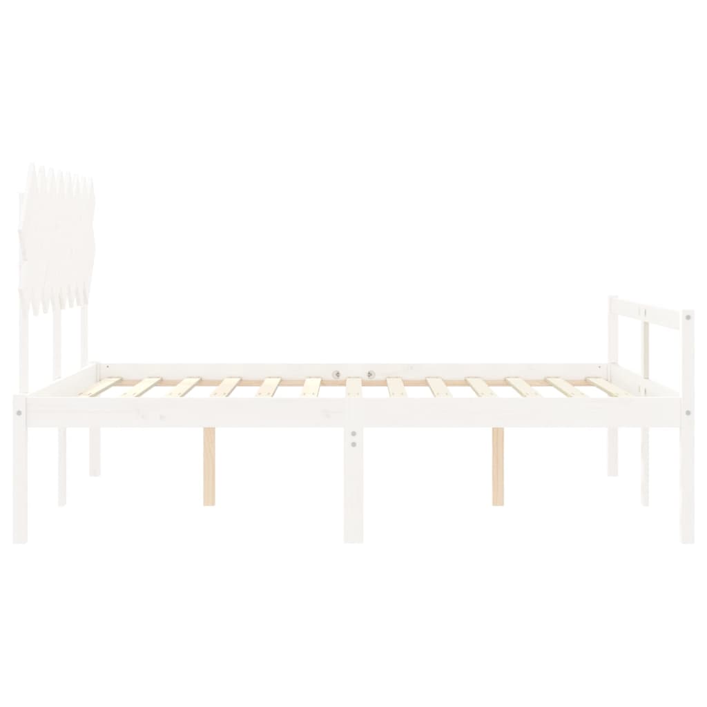 Lit pour personne âgée sans matelas blanc 160x200cm bois massif - XIOS