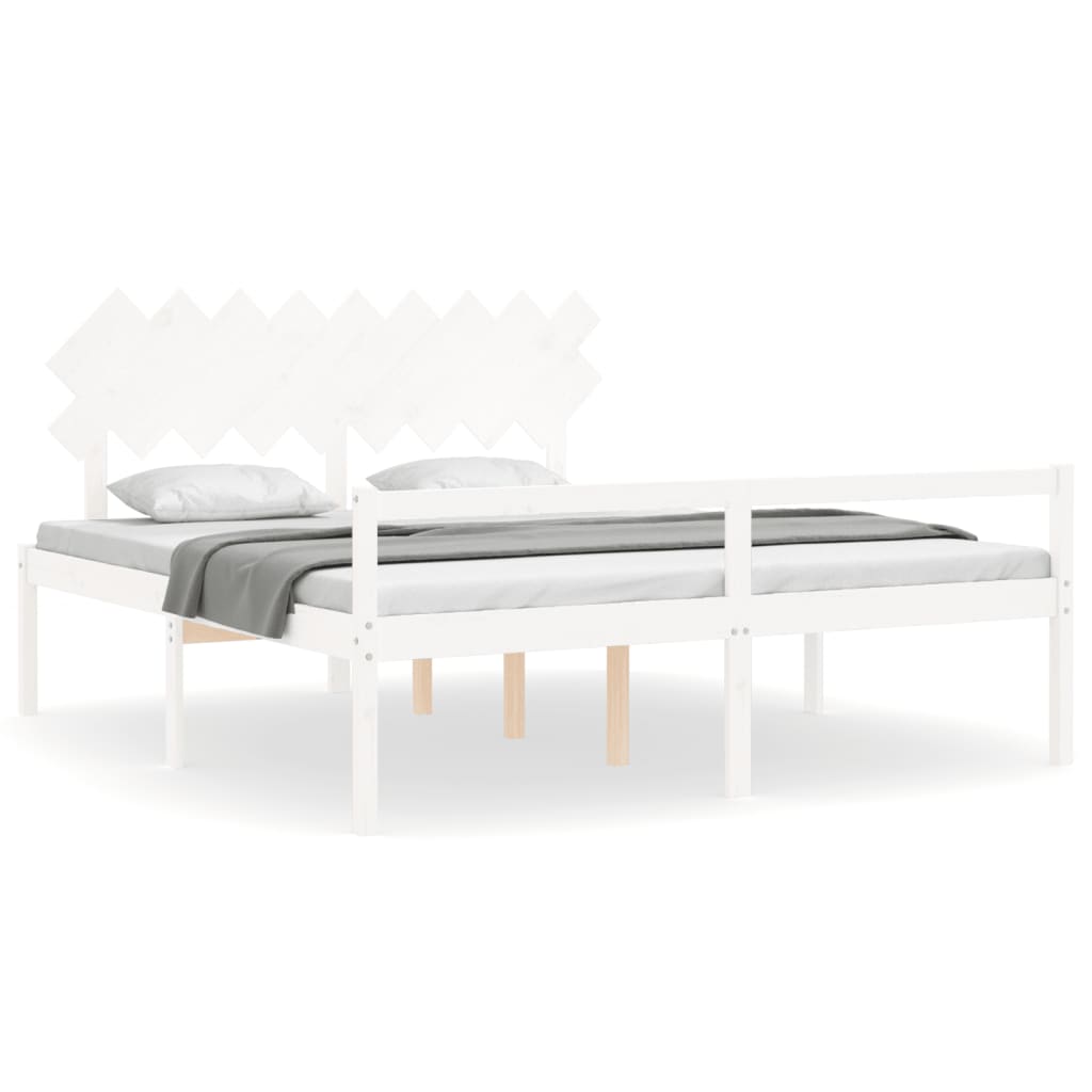 Lit pour personne âgée sans matelas blanc bois massif - XIOS