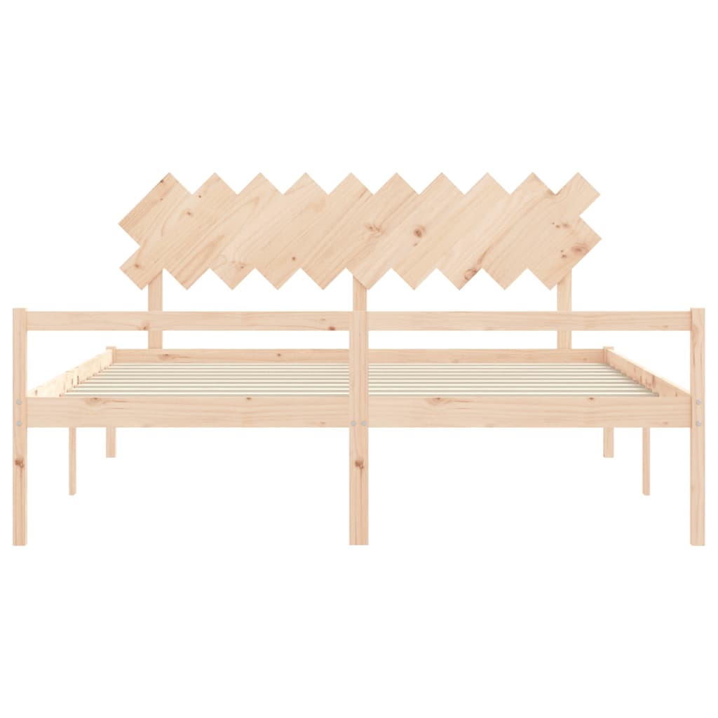 Lit pour personne âgée et tête de lit 200x200 cm bois massif - XIOS