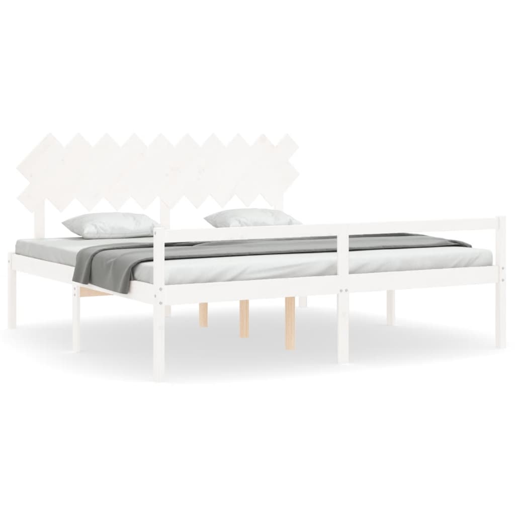 Lit pour personne âgée sans matelas blanc 200x200cm bois massif - XIOS
