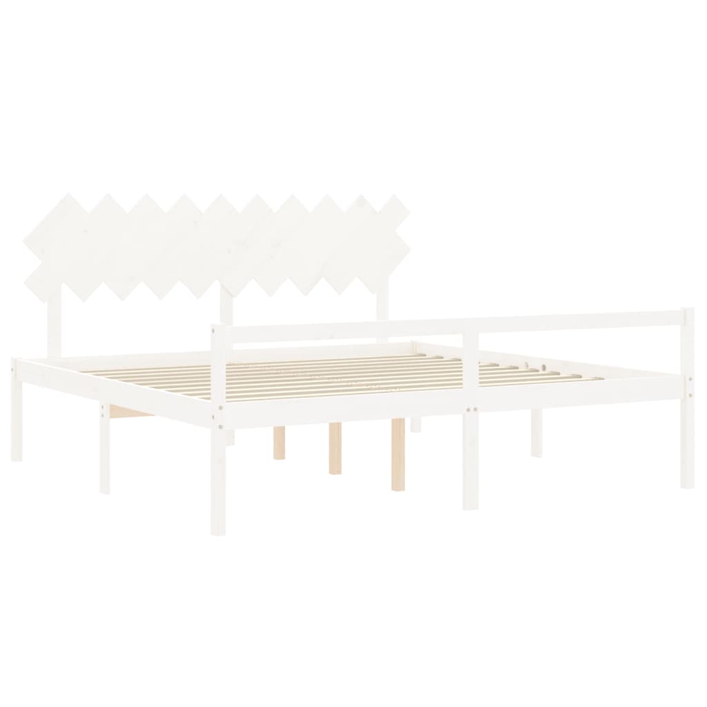 Lit pour personne âgée sans matelas blanc 200x200cm bois massif - XIOS